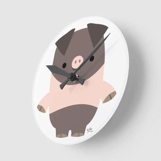 かわいい強い漫画の豚の壁時計 ラウンド壁時計 (傾斜)