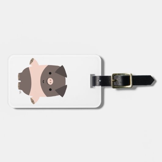 かわいい強い漫画の豚の荷物タグ ラゲッジタグ (正面横)