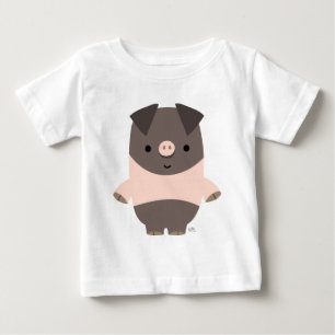 かわいい強い漫画の豚ベビーTシャツ ベビーTシャツ