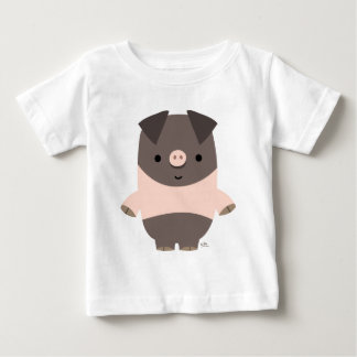 かわいい強い漫画の豚ベビーTシャツ ベビーTシャツ