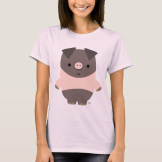 かわいい強い漫画カスタム豚の女性Tシャツ Tシャツ