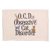 かわいい強迫的な猫障害 枕カバー (正面)