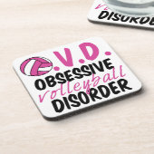 かわいい強迫的バレーボール障害ピンクプレーヤー コースター (左側)