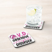 かわいい強迫的バレーボール障害ピンクプレーヤー コースター (右側)