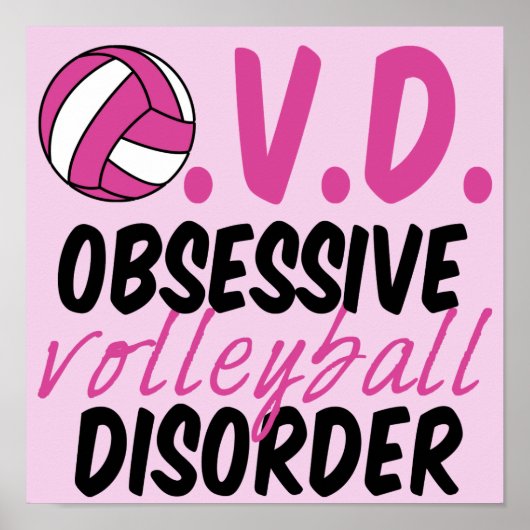 かわいい強迫的バレーボール障害ピンクプレーヤー ポスター (正面)