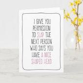 かわいい形の頭、ユーモア、抗がん剤治療、ガンカード カード (黄色い花)