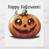 かわいい彫りハロウィーンのカボチャの漫画デザイン ワインラベル (シングルラベル)