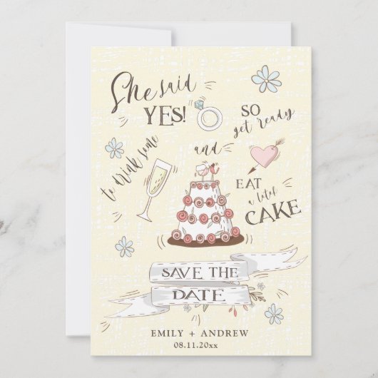 かわいい彼女はYes漫画のスタイル日付を保存した 招待状 (正面)