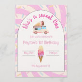 かわいい彼女!1歳の誕生日招待状 招待状 (正面)