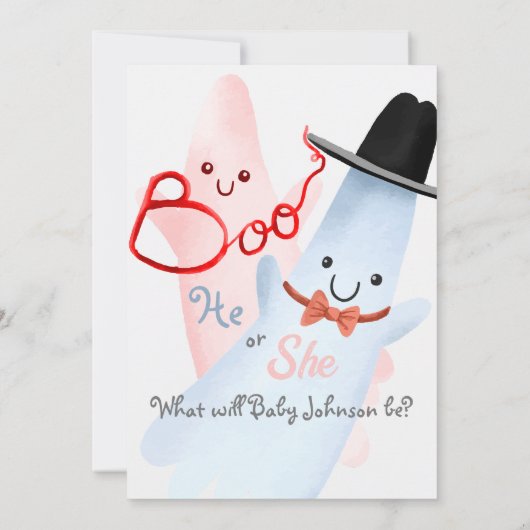 かわいい彼/彼女の幽霊ハロウィンジェンダーがパーティーを明かす 招待状 (裏面)