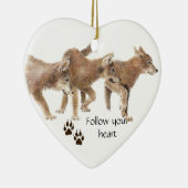 かわいい後を追狼ズのハートやる気を起こさせる引用文 セラミックオーナメント (右)
