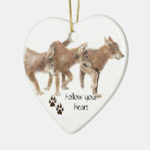 かわいい後を追狼ズのハートやる気を起こさせる引用文 セラミックオーナメント (左)