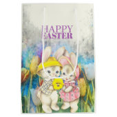かわいい復活祭のウサギ ミディアムペーパーバッグ (裏面)