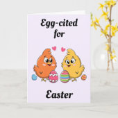 かわいい復活祭のニワトリ カード (黄色い花)