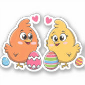 かわいい復活祭のニワトリ シール (正面)