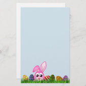 かわいい復活祭のバニーと草の文房具の卵 便箋 (正面/裏面)