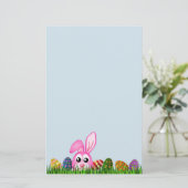 かわいい復活祭のバニーと草の文房具の卵 便箋 (スタンド正面)
