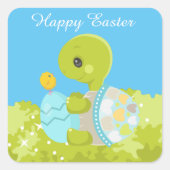かわいい復活祭の亀と雛のシール スクエアシール (正面)