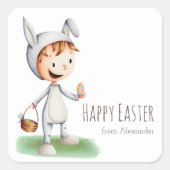 かわいい復活祭の子供のスクールクラスパーソナライズされた スクエアシール (正面)
