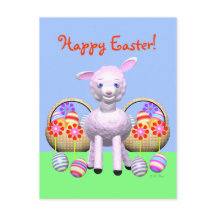 かわいい復活祭の子羊と卵のかご