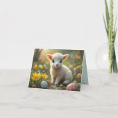 かわいい復活祭の子羊、クロッカス、復活祭の卵、 シーズンカード (裏面)