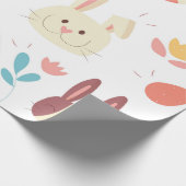 かわいい復活祭の漫画のバニーと卵 ラッピングペーパー (角)