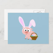 かわいい復活祭の豚 シーズンポストカード (正面/裏面)