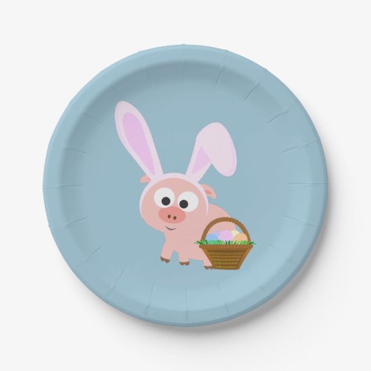 かわいい復活祭の豚 ペーパープレート (正面)