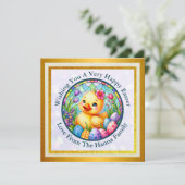 かわいい復活祭の雛、花、カラフル卵 セーブザデート (スタンド正面)