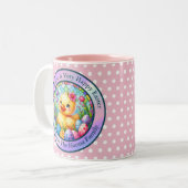 かわいい復活祭の雛、花、カラフル卵 ツートーンマグカップ (正面左)