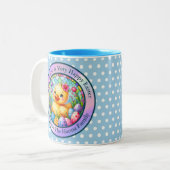 かわいい復活祭の雛、花、カラフル卵 ツートーンマグカップ (正面左)