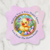 かわいい復活祭の雛、花、カラフル卵 フェイバータグ (裏面)