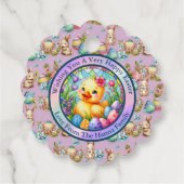 かわいい復活祭の雛、花、カラフル卵 フェイバータグ (裏面)