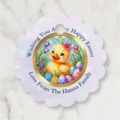 かわいい復活祭の雛、花、カラフル卵 フェイバータグ (裏面)