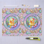 かわいい復活祭の雛、花、カラフル卵 薄葉紙 (クラフト)