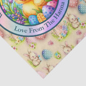 かわいい復活祭の雛、花、カラフル卵 薄葉紙 (詳細)