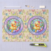 かわいい復活祭の雛、花、カラフル卵 薄葉紙 (クラフト)