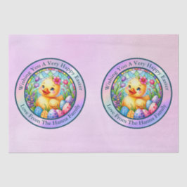 かわいい復活祭の雛、花、カラフル卵 薄葉紙