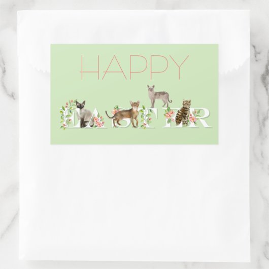 かわいい復活祭キャットバナーハッピーイースターシール 長方形シール (バッグ)