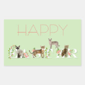 かわいい復活祭キャットバナーハッピーイースターシール 長方形シール (正面)