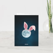 かわいい復活祭バニーとウサギの耳のある満月 サンキューカード (裏面)