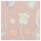 かわいい復活祭バニーと花の水彩パターン ファブリック (クローズアップ)