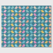 かわいい復活祭バニーパターンブルー ラッピングペーパー (フラット)