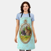 かわいい復活祭金ゴールド花ターコイズエプロン エプロン (着用した状態)