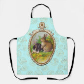 かわいい復活祭金ゴールド花ターコイズエプロン エプロン (正面)