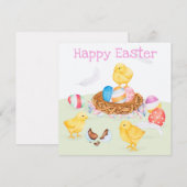 かわいい復活祭 招待状 (正面/裏面)