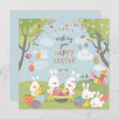 かわいい復活祭 招待状 (正面/裏面)