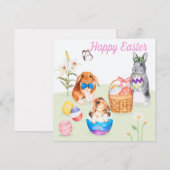 かわいい復活祭 招待状 (正面/裏面)