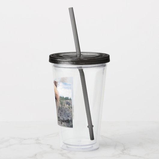 かわいい微笑のアルパカの写真のイメージ アクリルタンブラー (左)