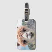 かわいい微笑のアルパカの写真のイメージ ラゲッジタグ (正面縦)